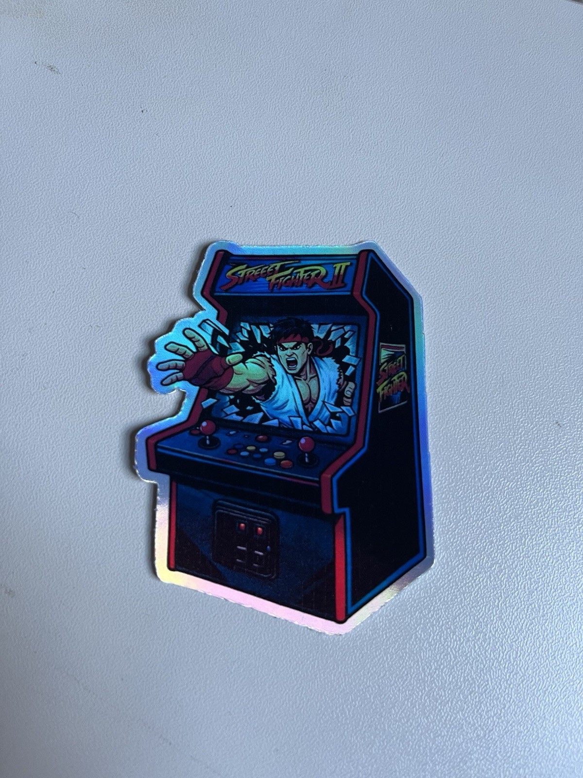 Retro Ryu Street Fighters 2 arcade machine 3inch Holographic Sticker