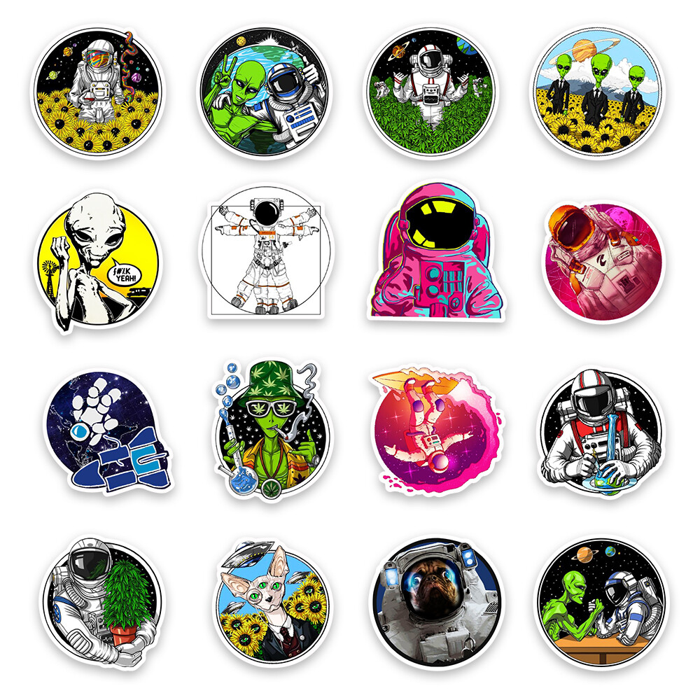 50Pcs Stickers Astronaut NASA Alien Skateboard Laptop Luggage Car Graffiti Vinyl