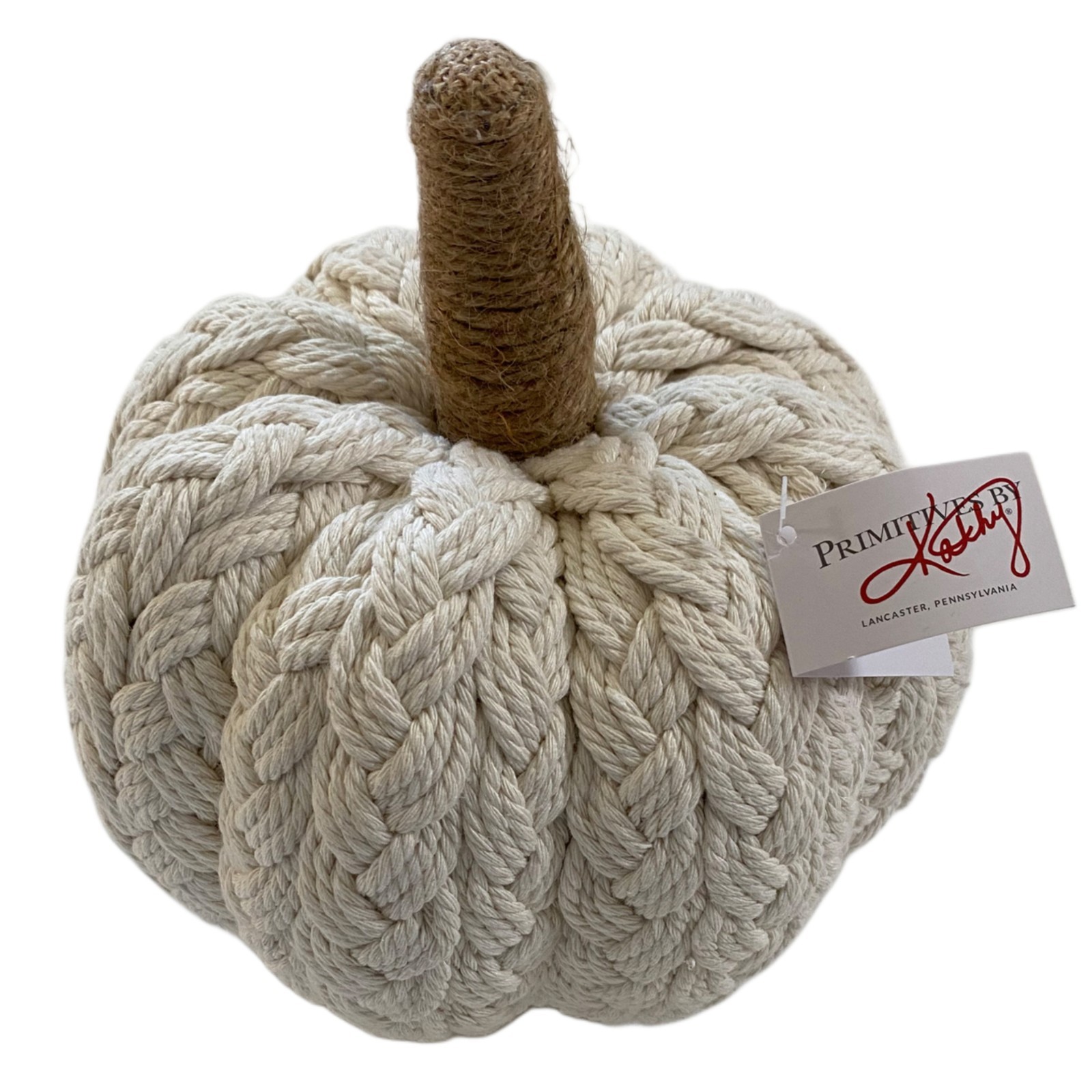Primitives By Kathy Cream Braided Pumpkin 7.75" Diameter x 7.75" NEW