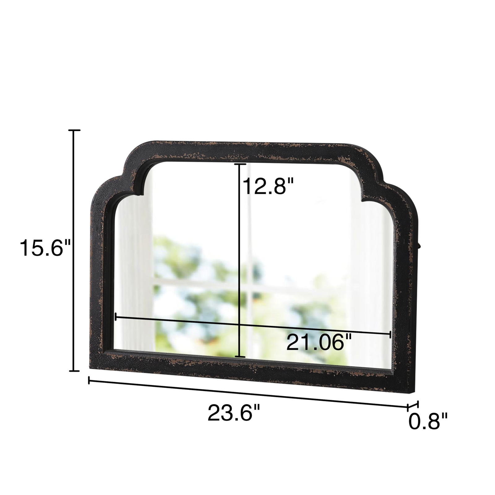 Rustic Black Arched Mirror for Entryway 16 X 24 Inch, Hanging Distressed Blac…
