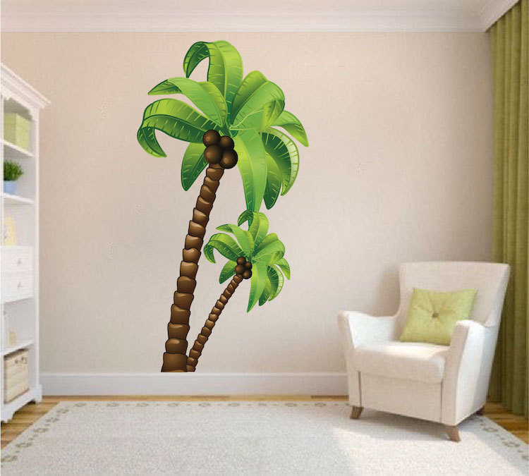 Palm Tree Wall Mural Decal Removable Coconut Trees Vinyl Beach Art Ocean, a78