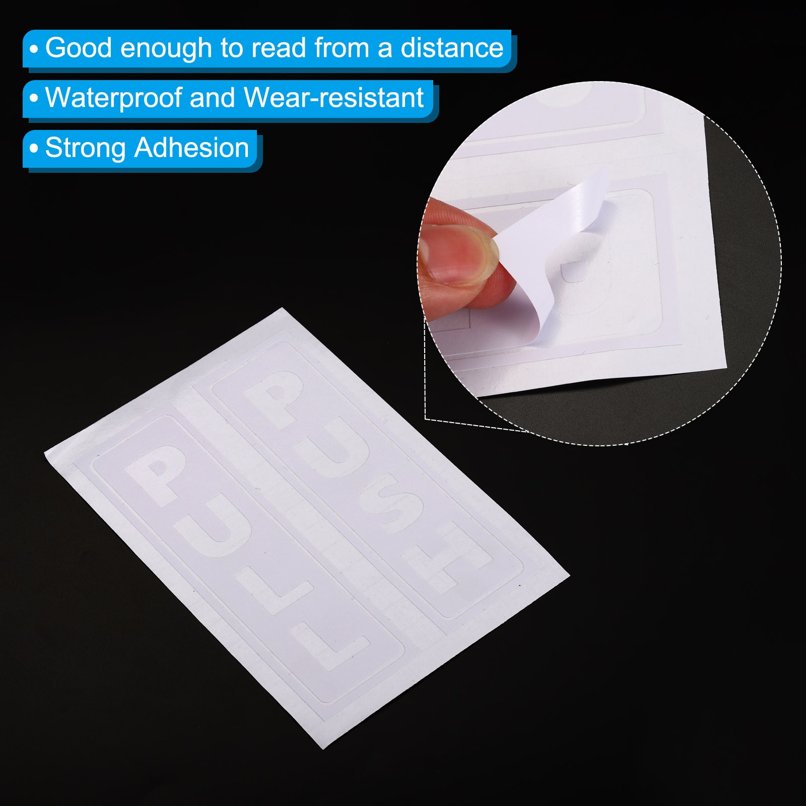 2Set 2"x5" PVC Adhesive Vertical Push Pull Door Sign White