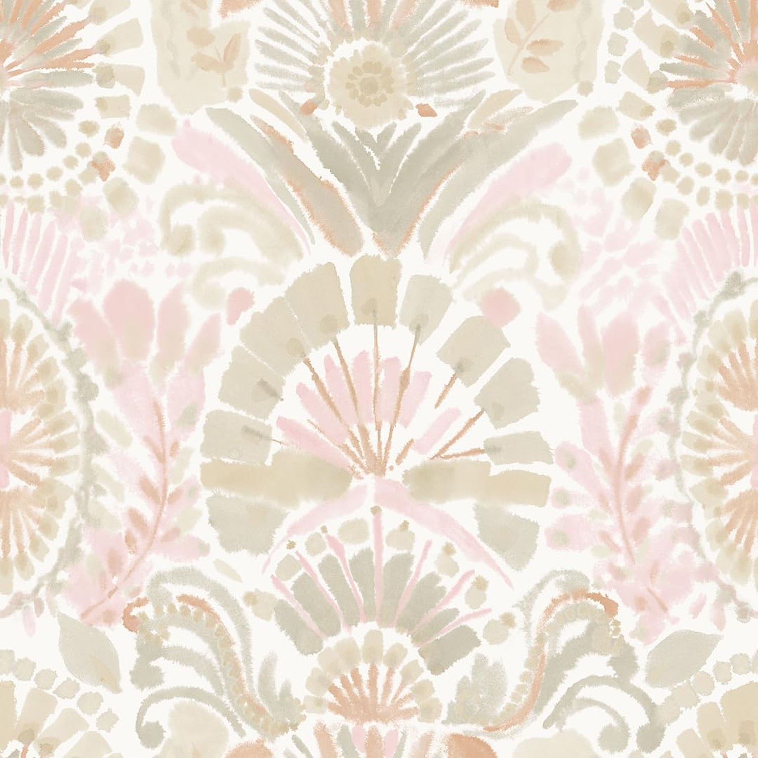 Tempaper Pink Bohemia Damask Removable Peel and Stick Boho Wallpaper, 20.5 in…