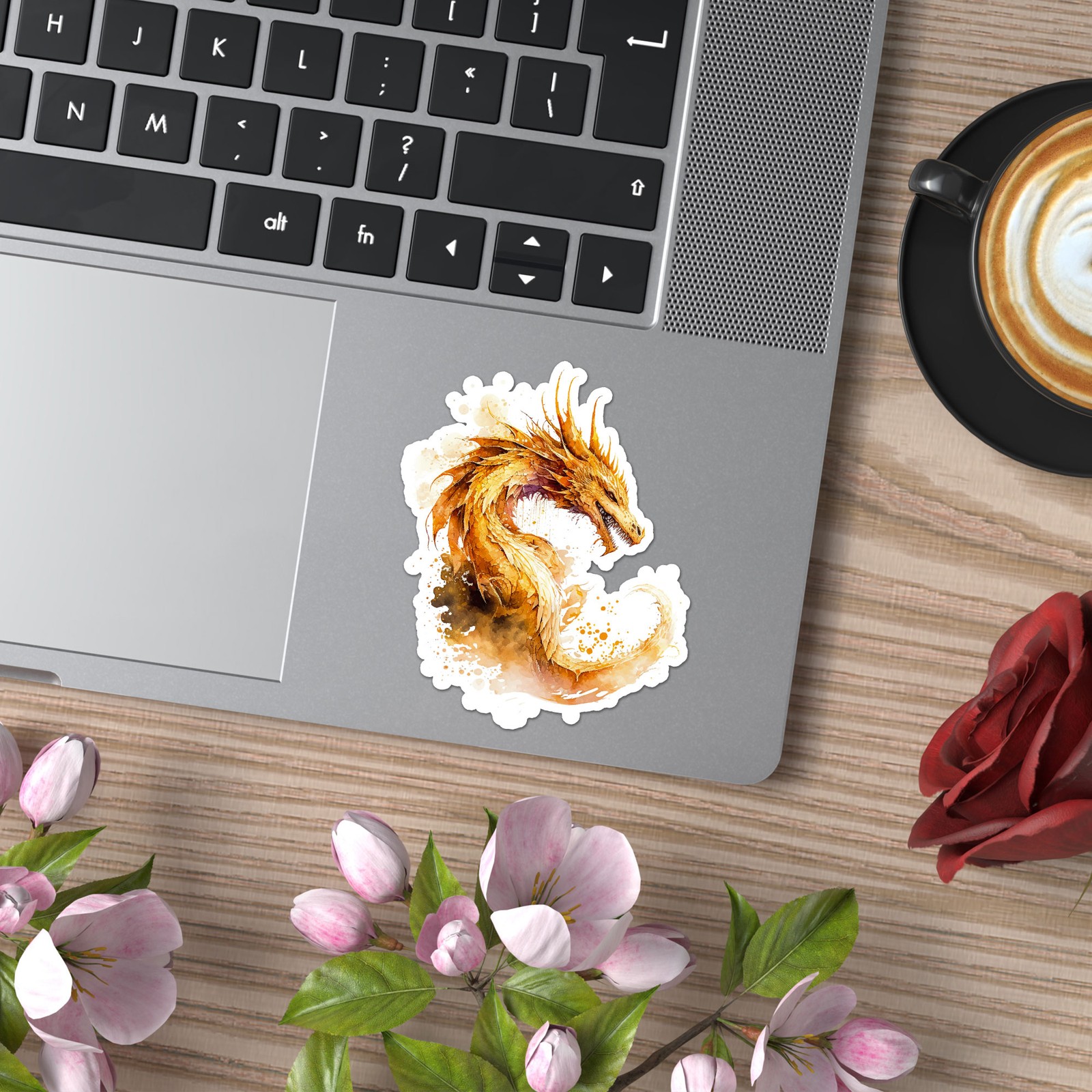 Watercolor Golden Dragon – Vinyl Decal Sticker – Car Window Laptop – ebn9084