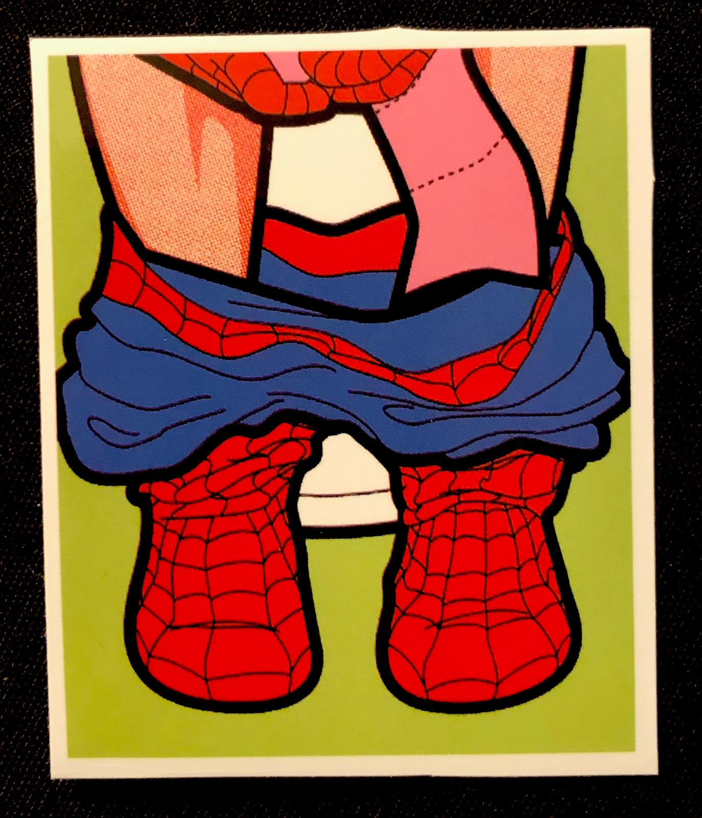 SPIDERMAN STICKER “ON THE TOILET” 2 1/4 X 2 3/4” GLOSSY