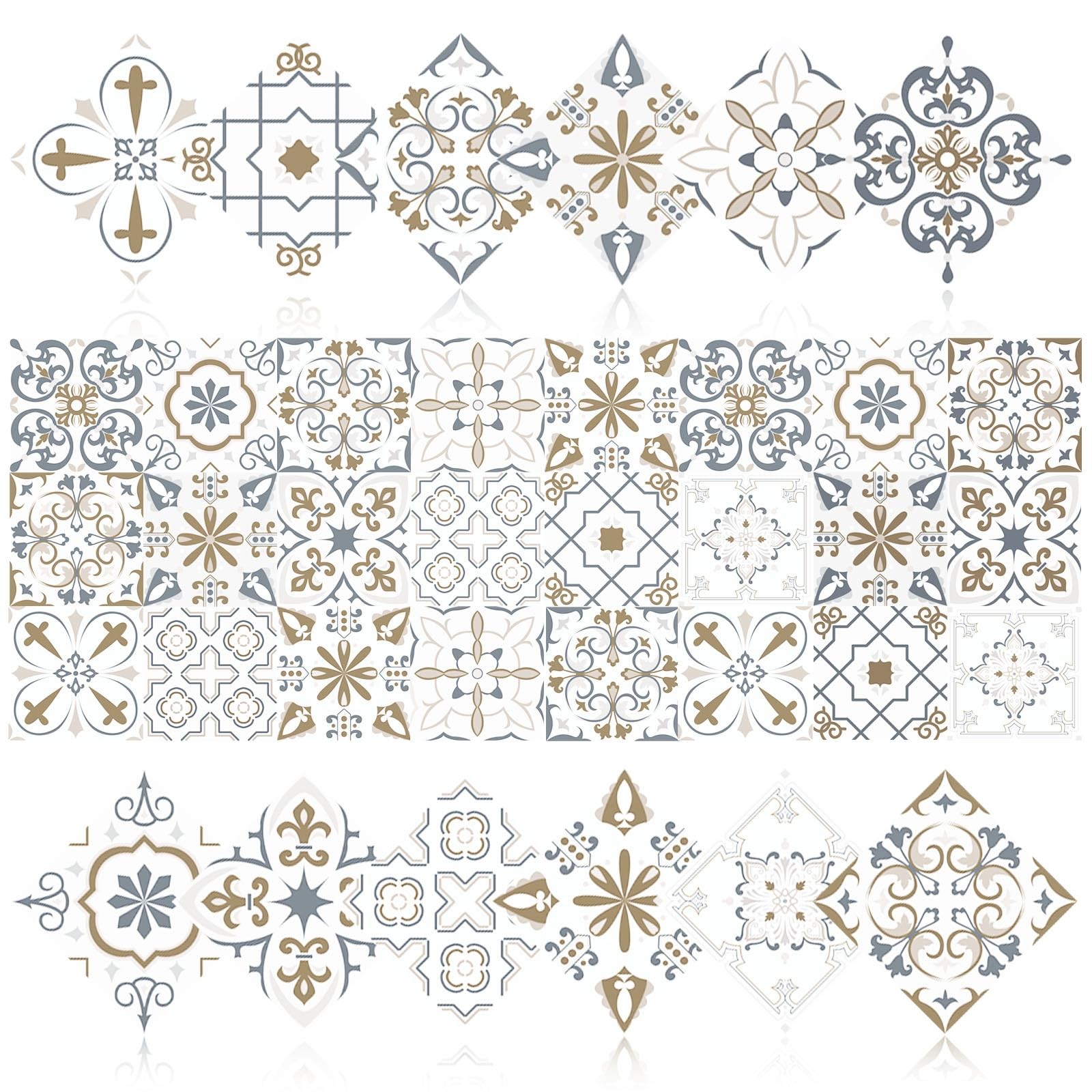 PVC Peel and Stick Tile Stickers 24Pcs Waterproof Removable Backsplash Wall D…
