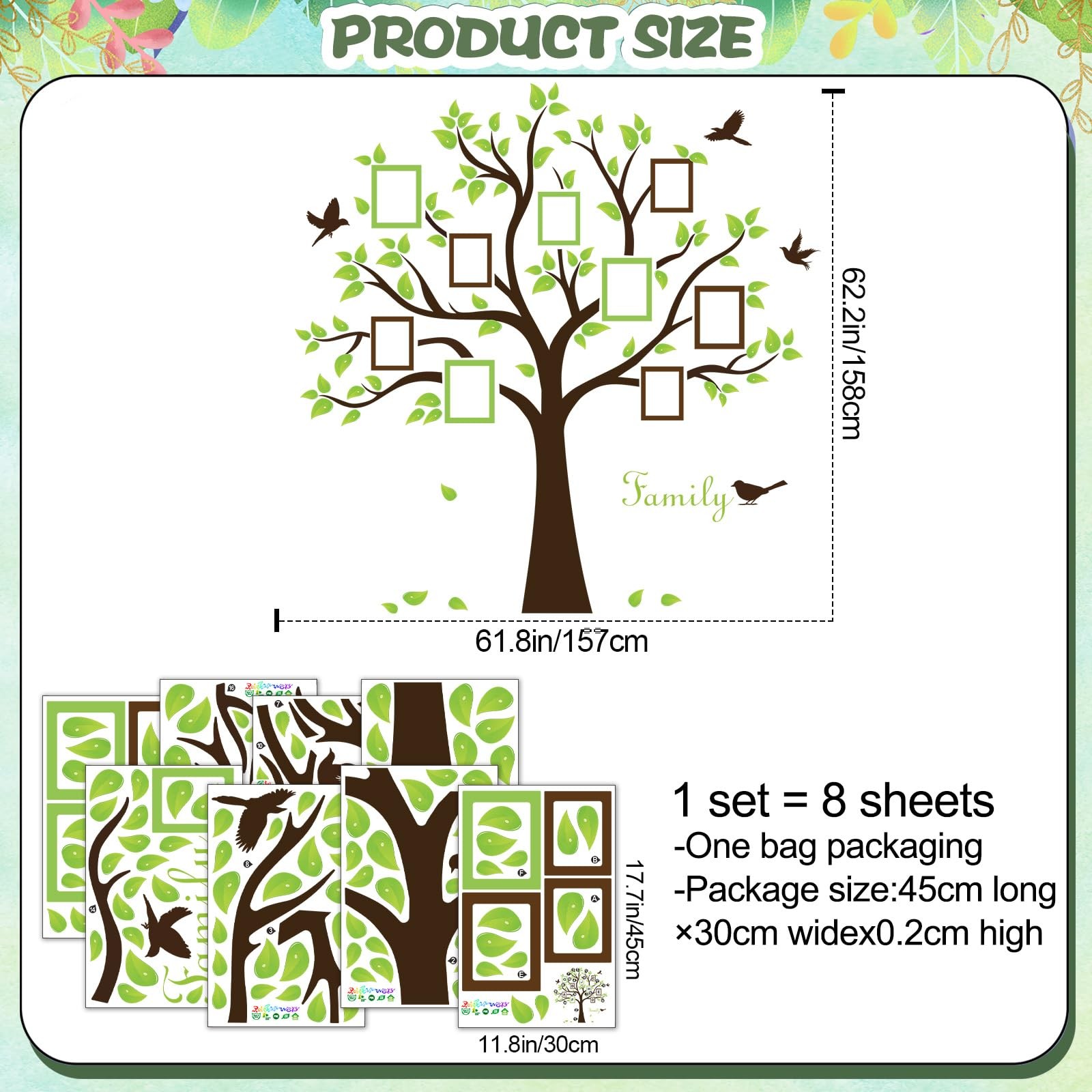 Large Family Tree Wall Decor – Picture Frame Collage Wall Stickers Decor Fami…