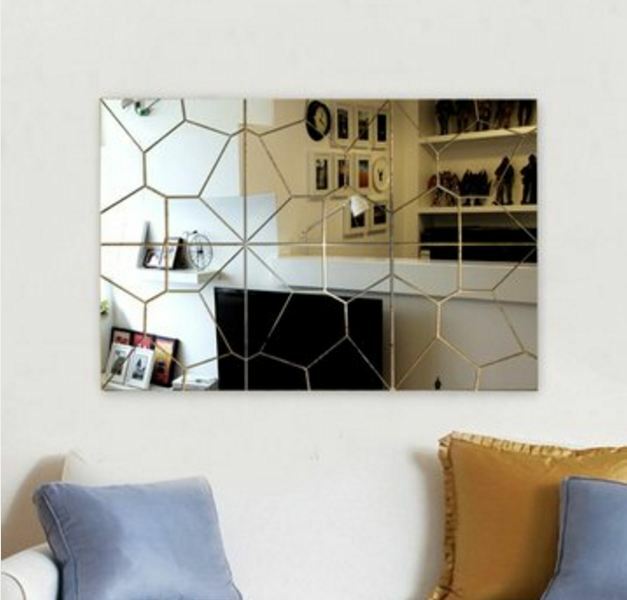 18*18cm 3D Acrylic Modern Mirror Decal Art Mural Wall Sticker Home Decor