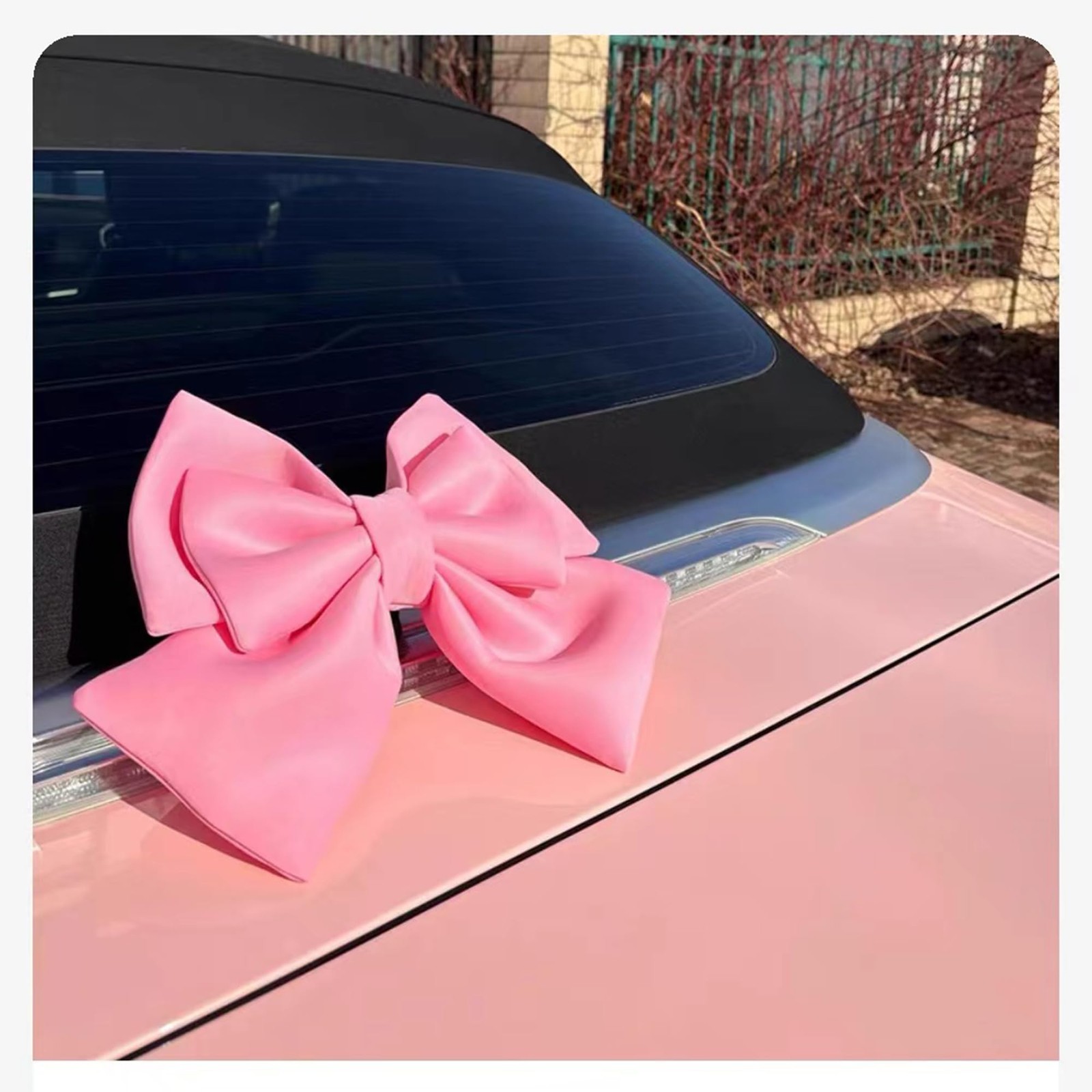 5PCS Pink Bow Car Accessories Set for Women, Cute Adhesive Pink Bow for Exter…
