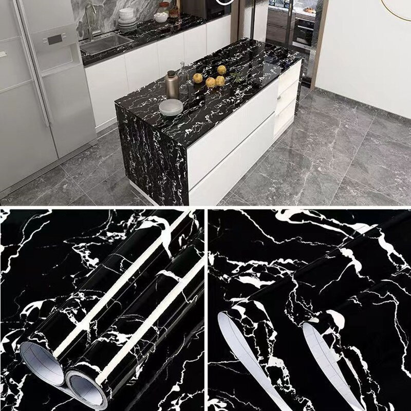 Waterproof Marble Adhesive Wallpaper Vinyl Wall Sticker Bathroom Kitchen Room