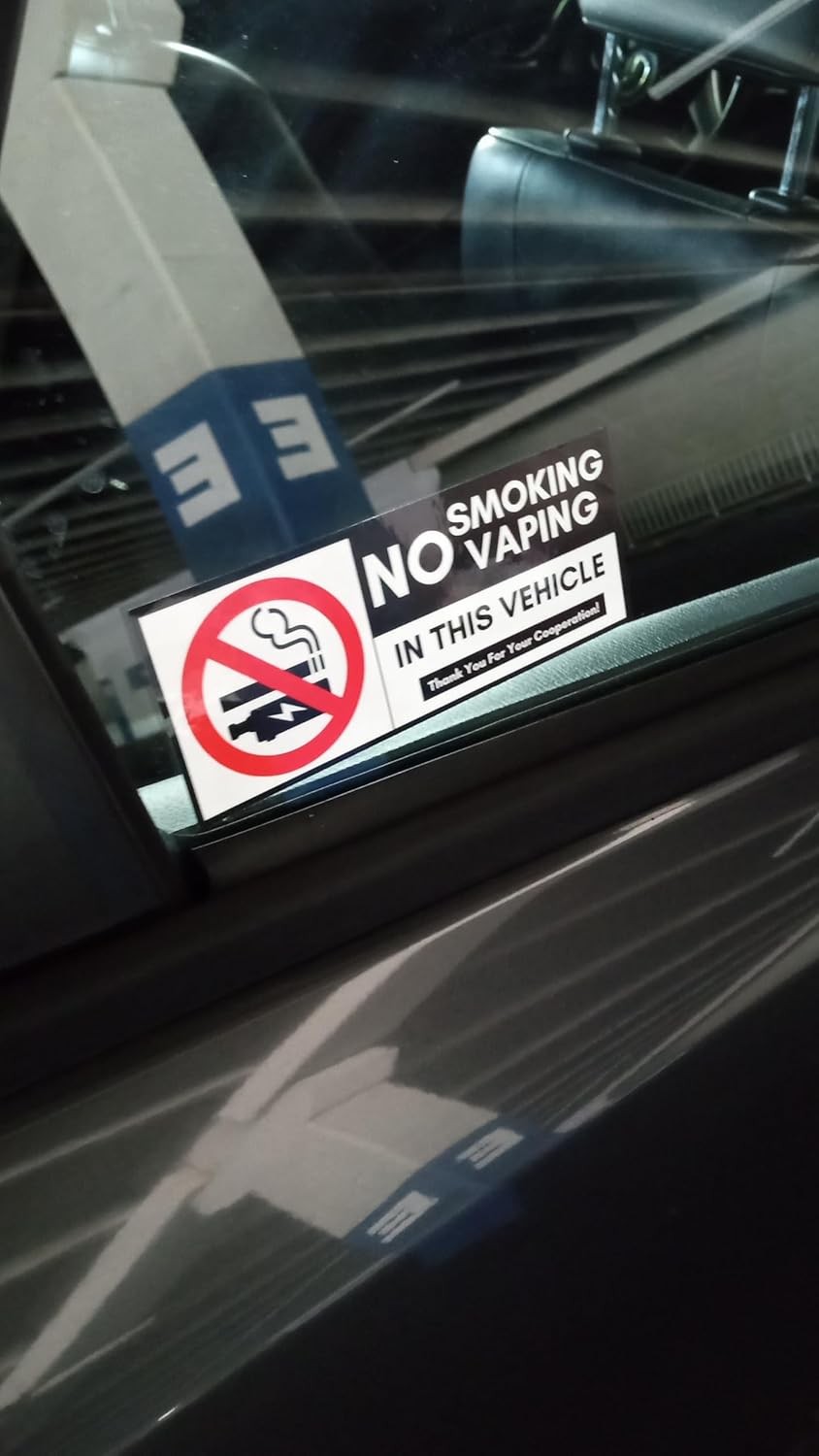 No Smoking for Vehicles Vinyl Sticker 10 Pack Set 2×5, White, Black, Red