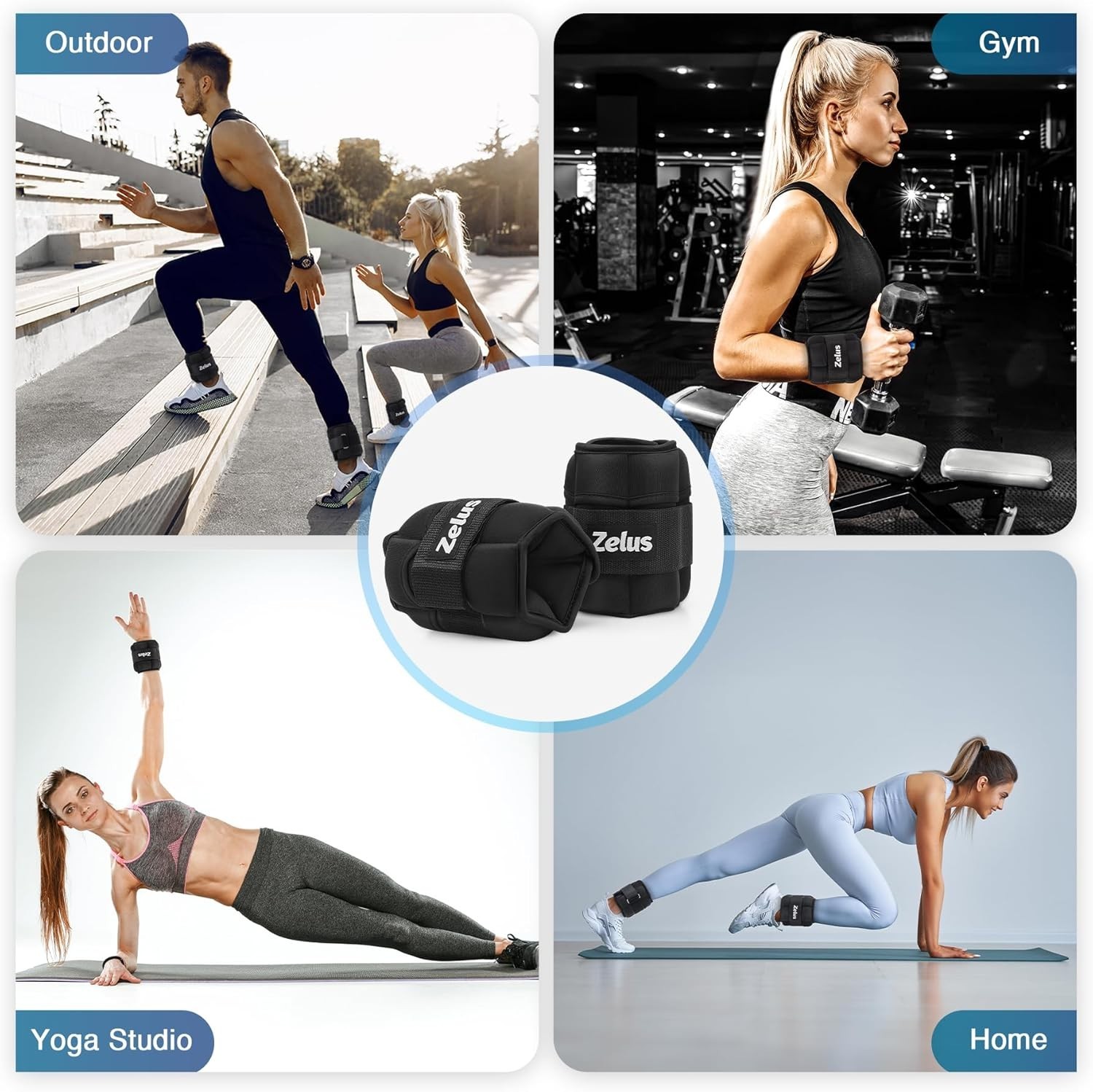 Soft Iron Z-Fit Ankle Weights 1 Pair Adjustable, 4LB/7LB/10LB for Women…