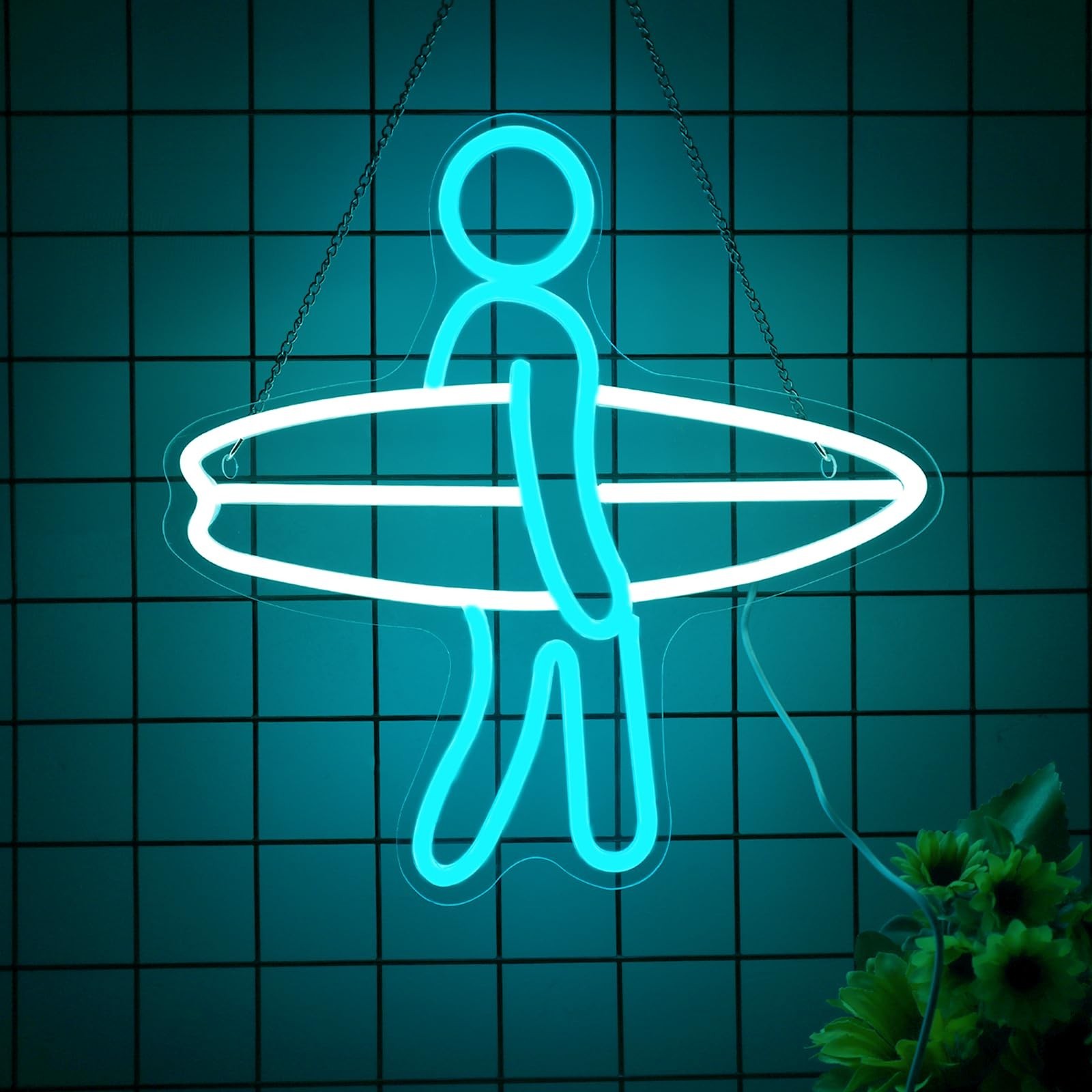 Surfer Neon Sign for Home Décor, Surfboard Neon Light for Wall Decor, Surfi