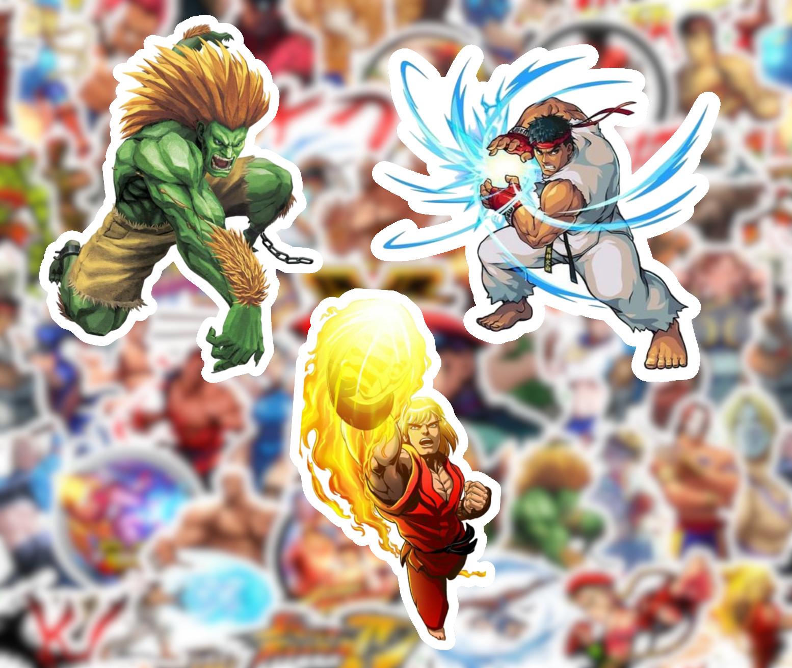 25/50 Street Fighter Sticker Pack – Waterproof Vinyl – Cammie Chun-Li Ryu Vega