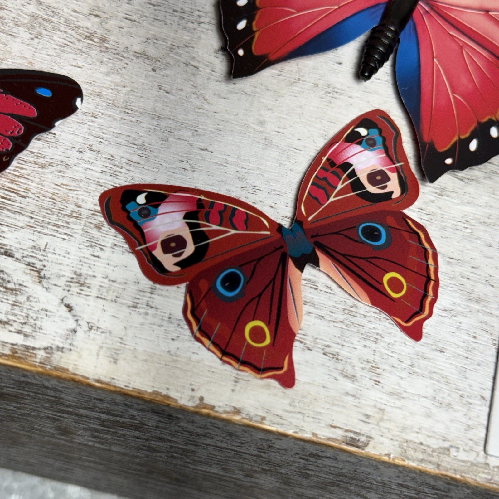 Lot of 12 3D Realistic Butterfly Wall Stickers Different Sizes, Shapes RED New
