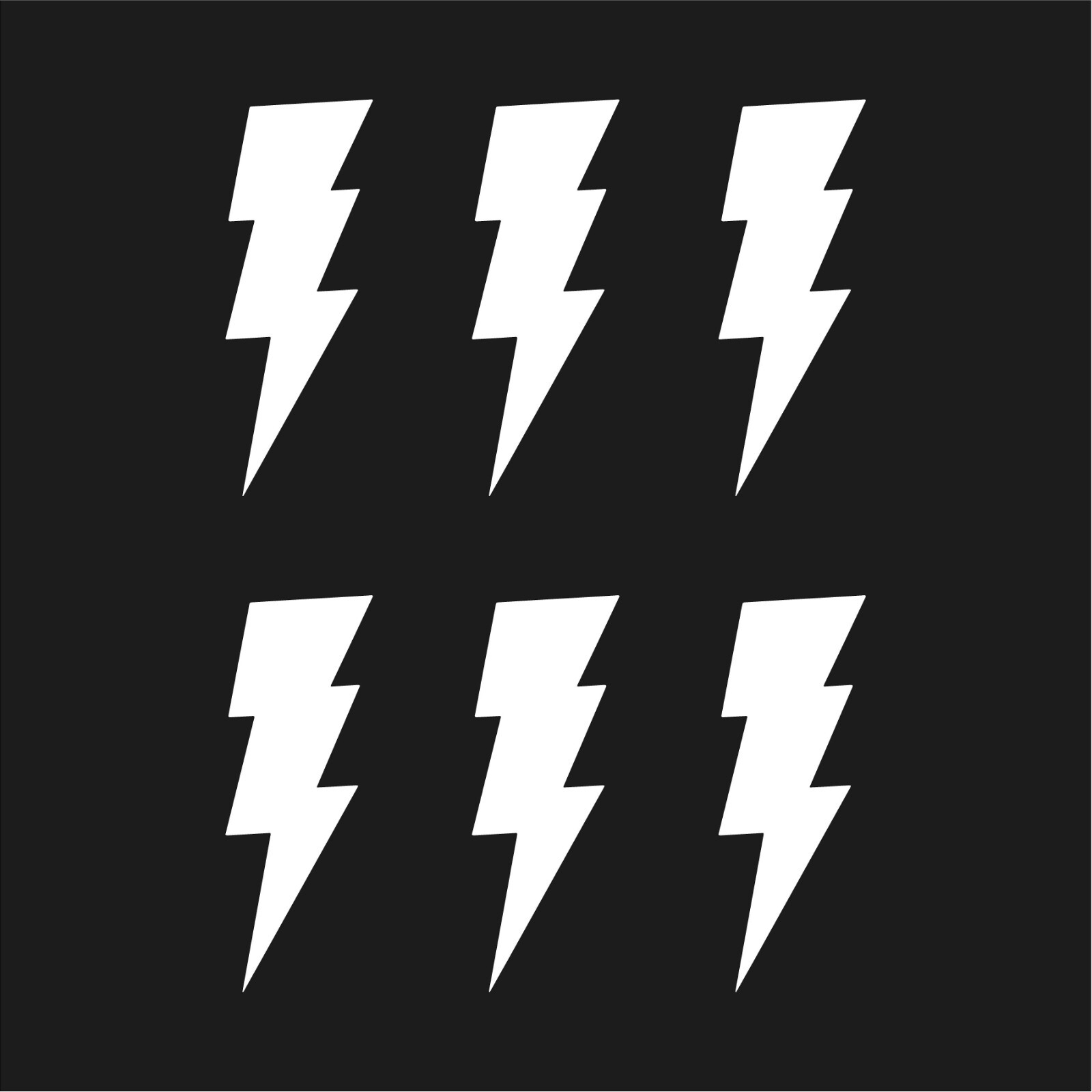 Set of 6 Lightning bolt Shape Version 4 Vinyl Decal shape symbol Sticker