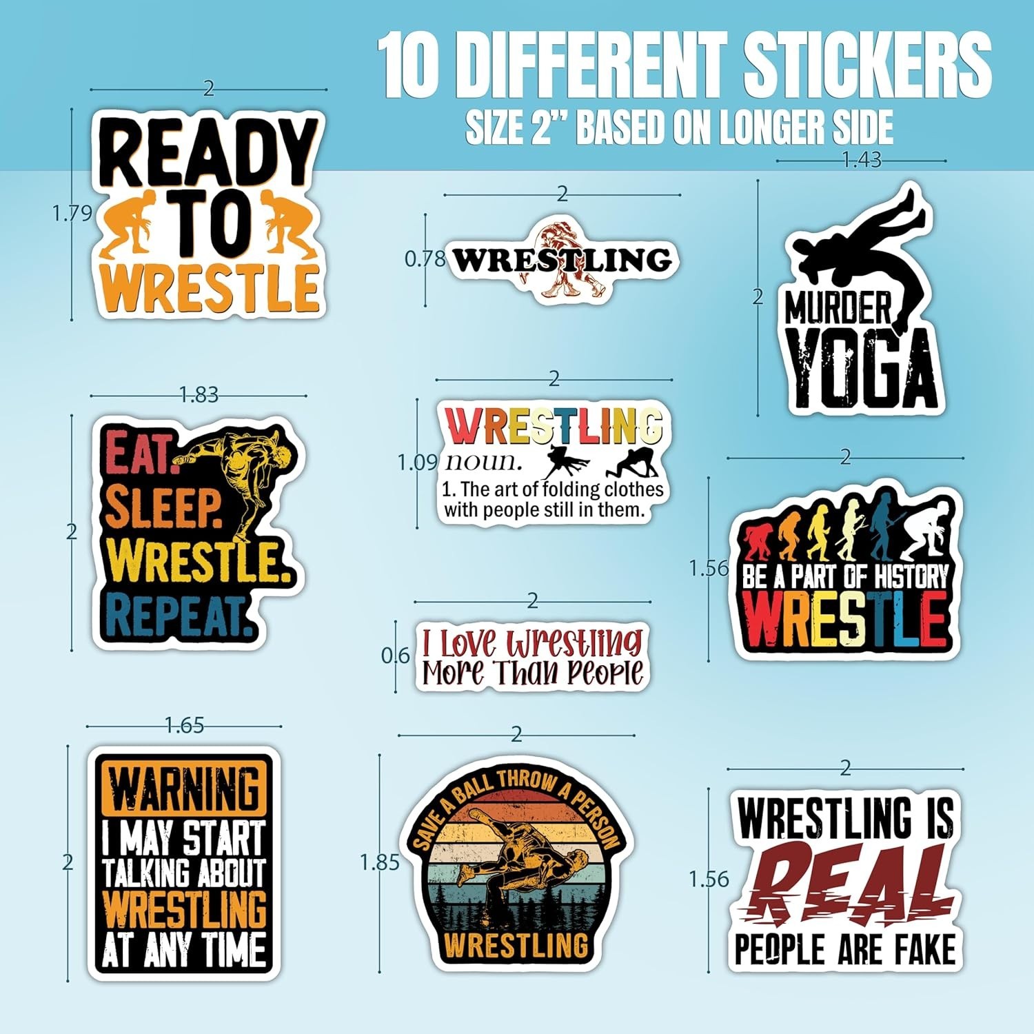 10pcs Wrestling Sticker Wrestling Legends Wrestling Life Humor Gift for Athletes