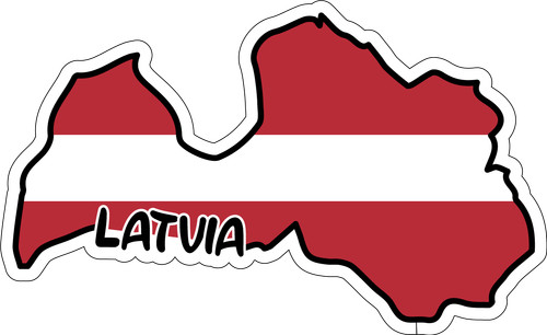 Latvia Map Flag Sticker Decal