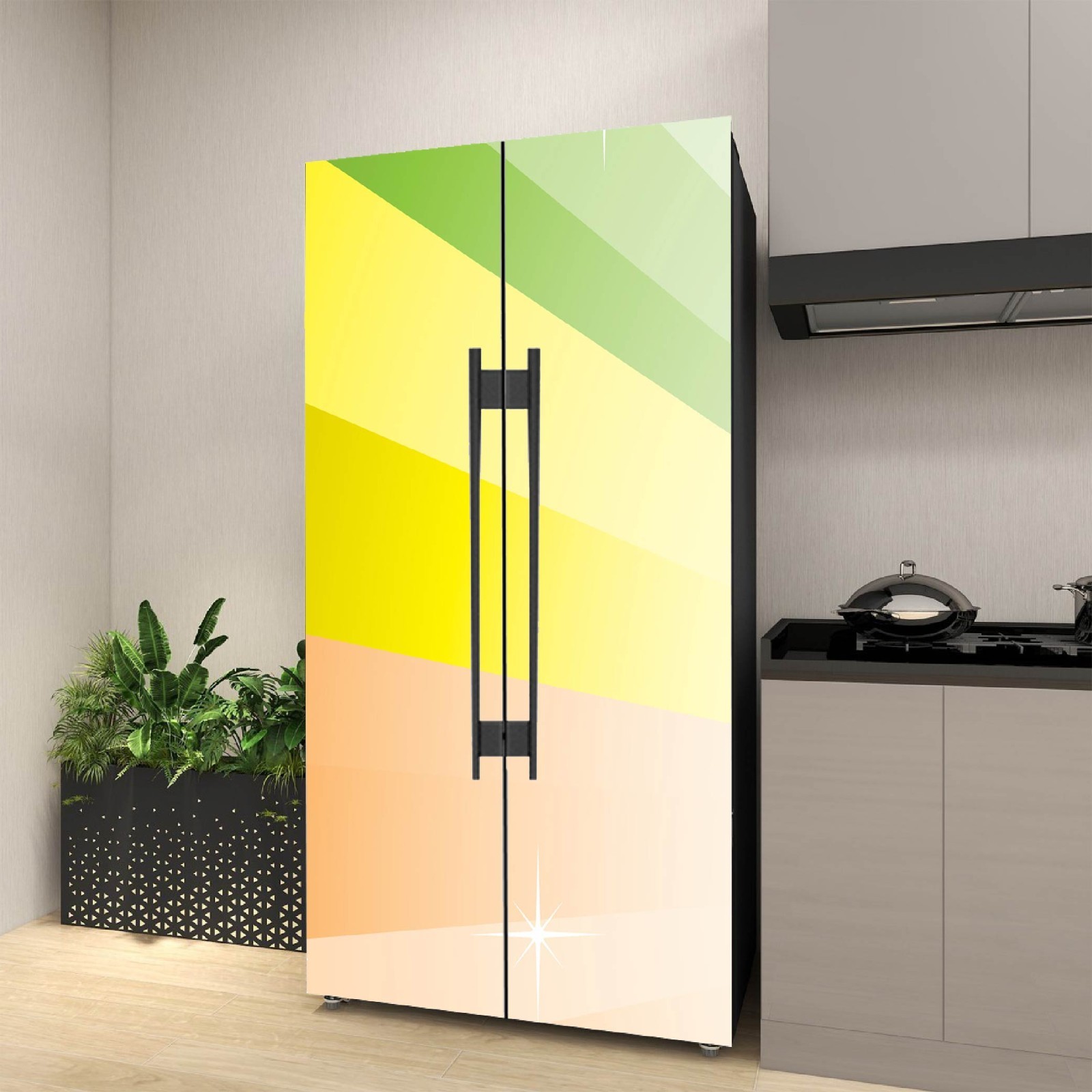 Modern Refrigerator Vinyl Wrap Kitchen Decor