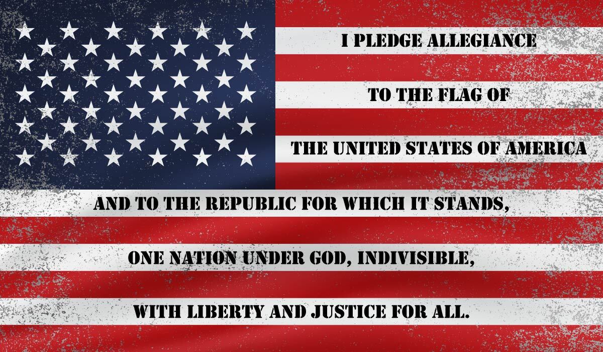 The Pledge of Allegiance US Flag Sticker Decal Laptop, Car Truck, Cornhole, Wall