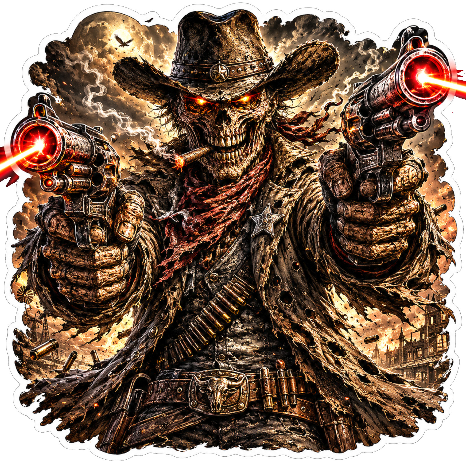 Fallout Post Apocalyptic Ghoul Cowboy Vinyl Sticker Western Horror Decal