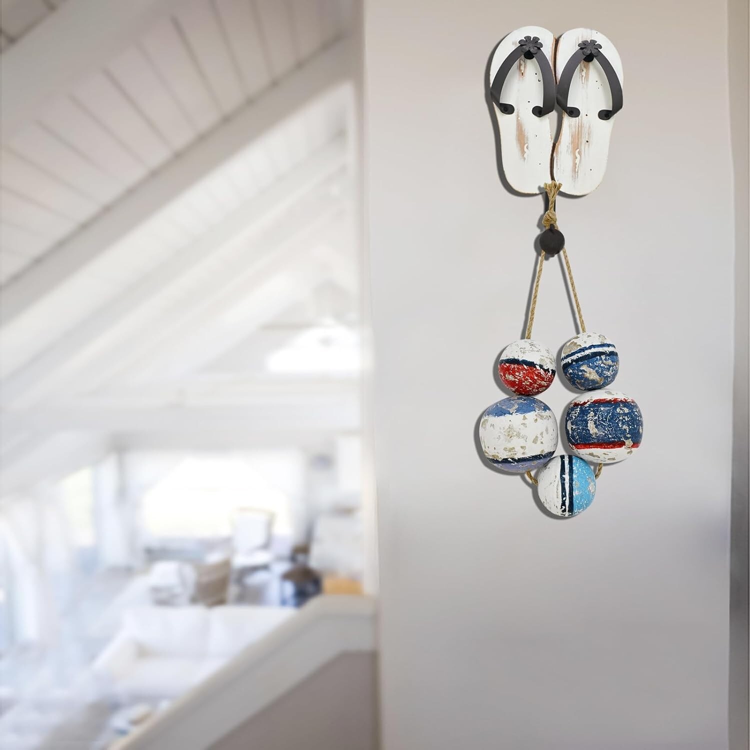 Nautical Decor Wood Wall Art Decorative Buoy Beach-Themed Ocean Coastal Decorati