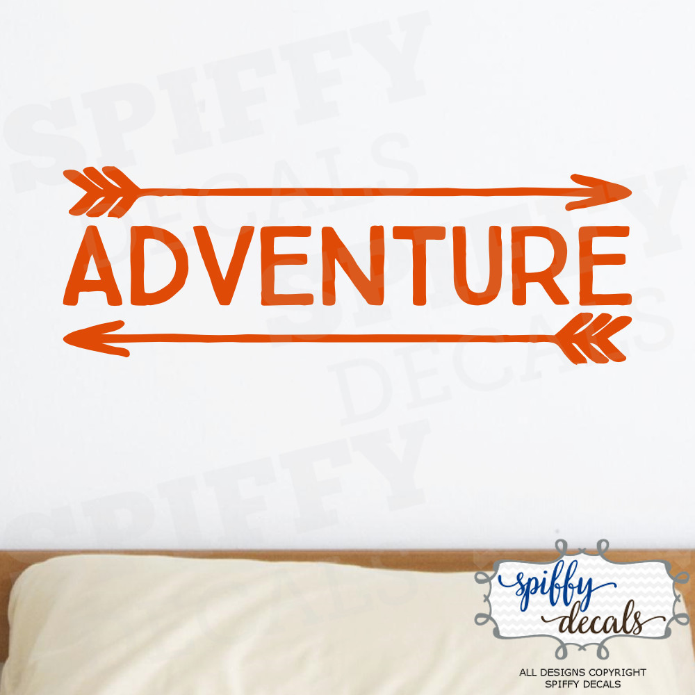 Adventure Awaits Arrow Vinyl Wall Decal Decor Design Sticker Lettering Quote