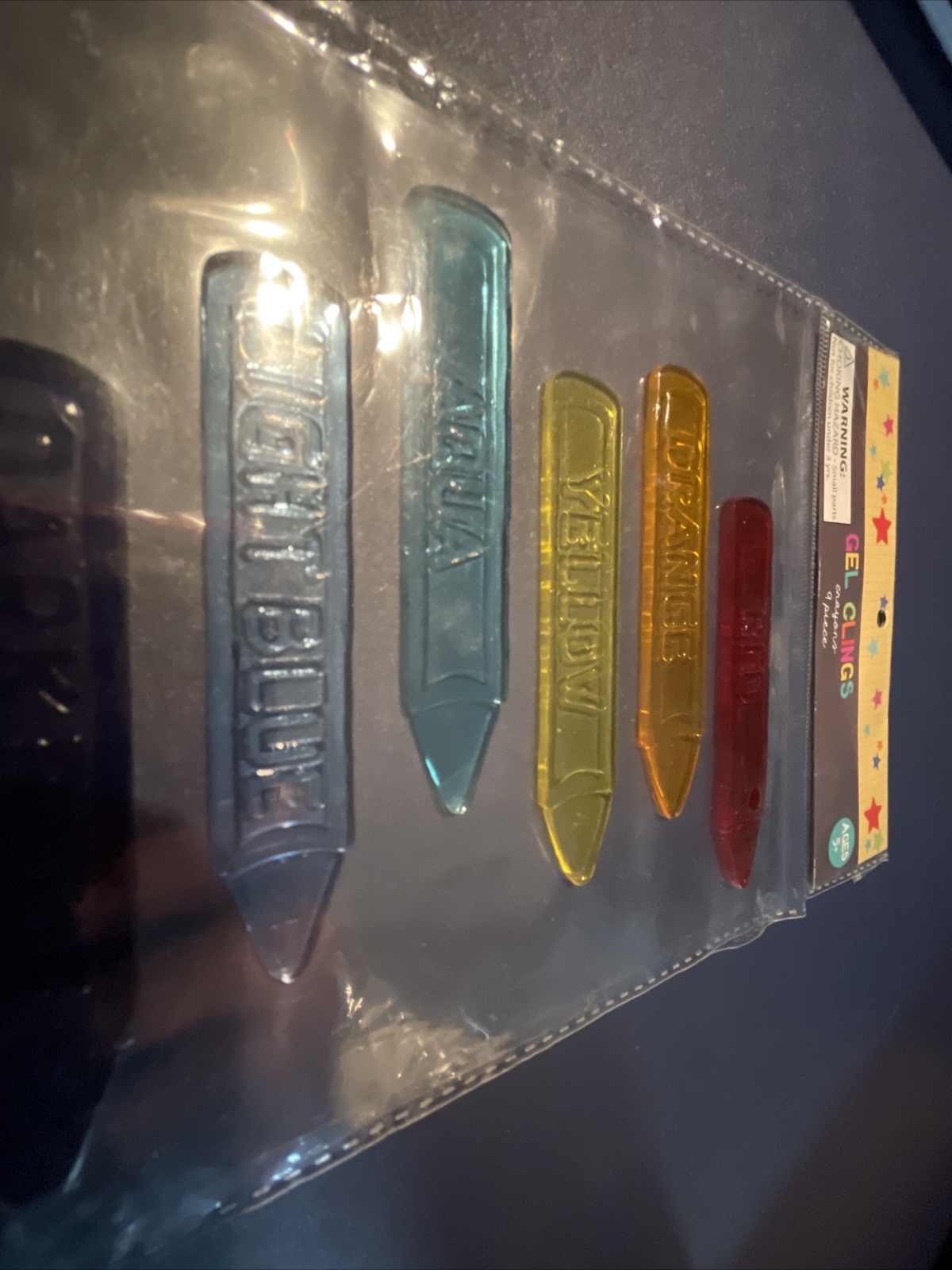 NEW Gel Window Clings Stickers 9 ct Crayons Educational Learning