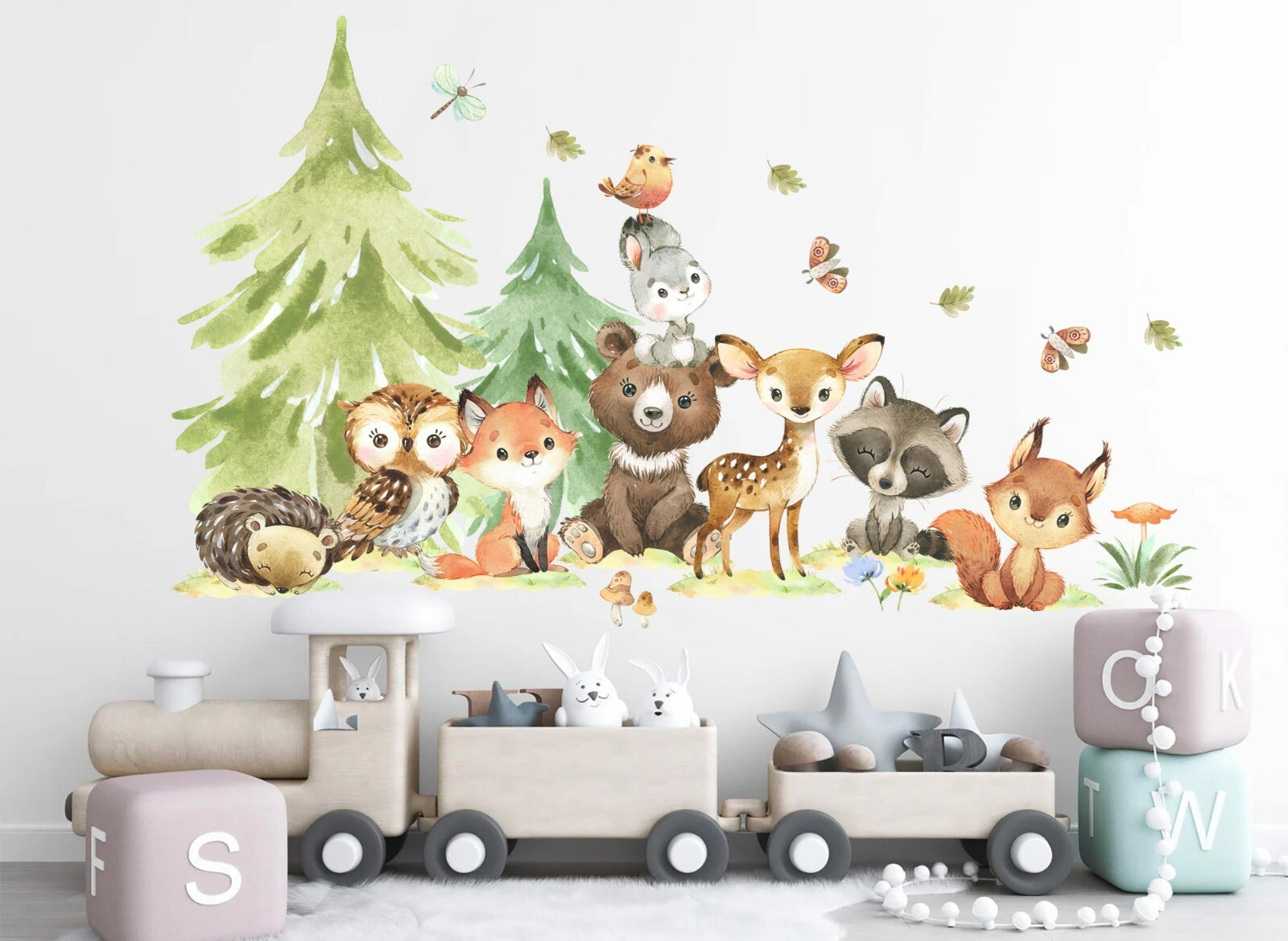Forest Animals Fox Rabbit Bear Wall Sticker Decoration Nursery Wall Decal Sticke