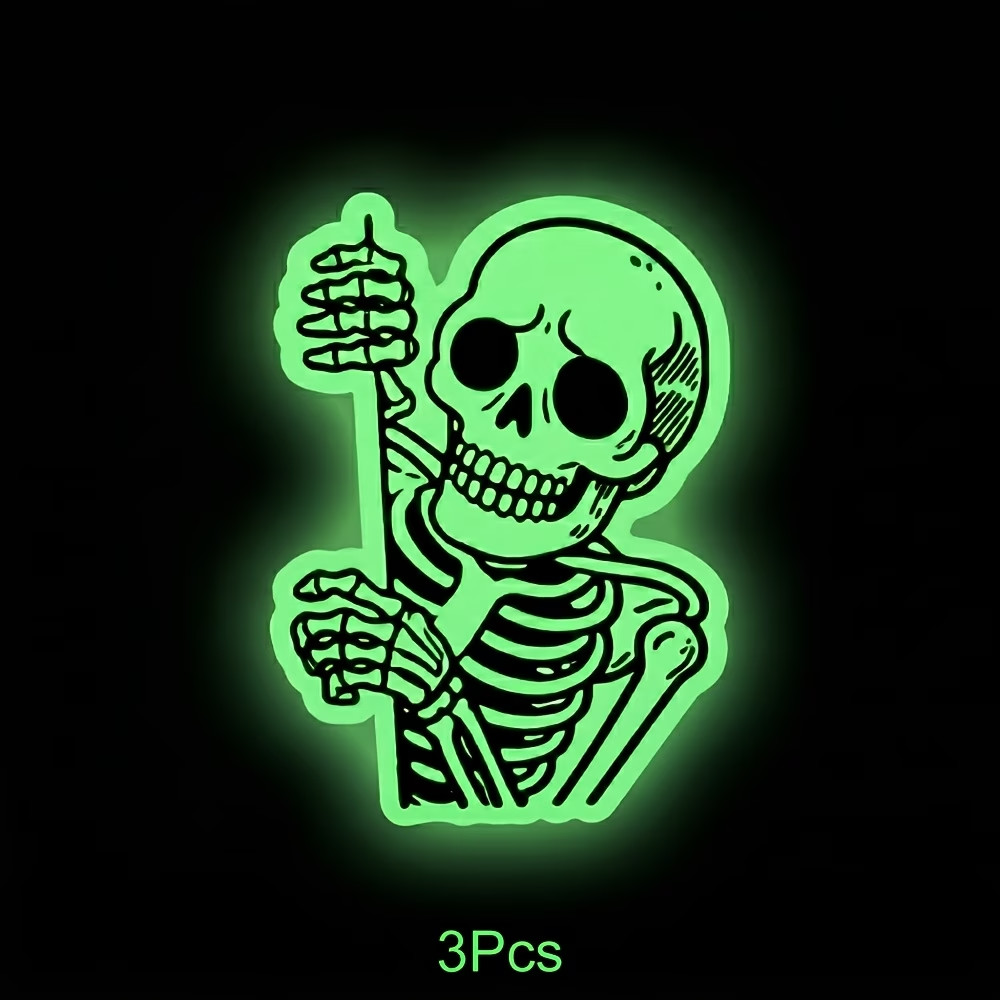 3" Funny Peeking Skull Glow in the Dark Sticker, Premium High Quality PVC Vinyl