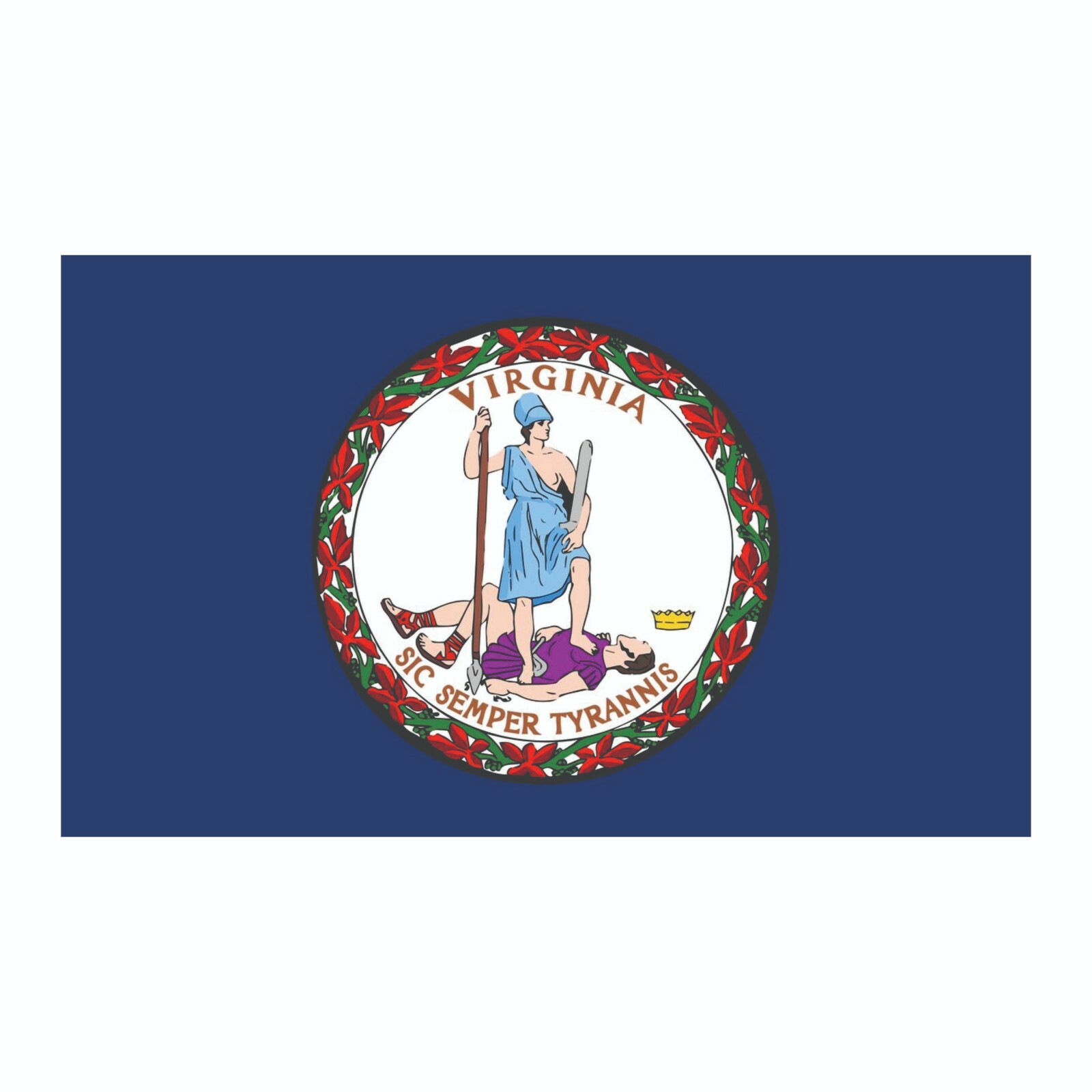 Virginia State Flag Sticker, Decal, Bumper Sticker Vacation Sticker 3" x 5"