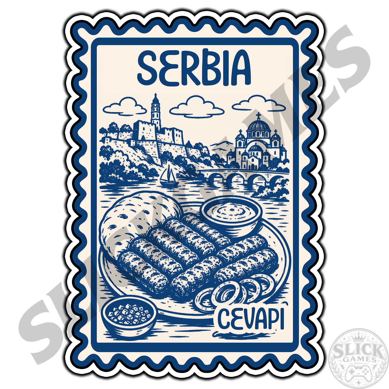 Serbia Cevapi Travel Postage Stamp Sticker #1 Waterproof Vinyl Decal DieCut