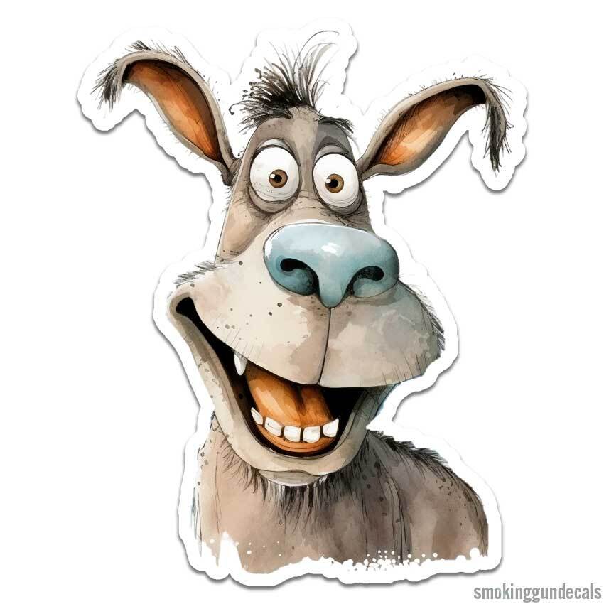 Funny Mule Donkey, Vinyl Decal Sticker, Indoor Outdoor, 3 Sizes, #12385