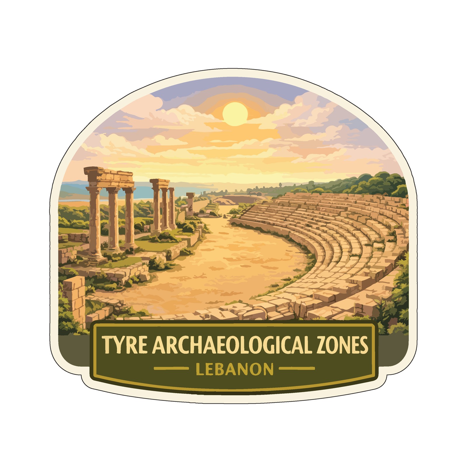 Tyre Archaeological Zones Lebanon Sticker Decal Vinyl Die-Cut World Heritage