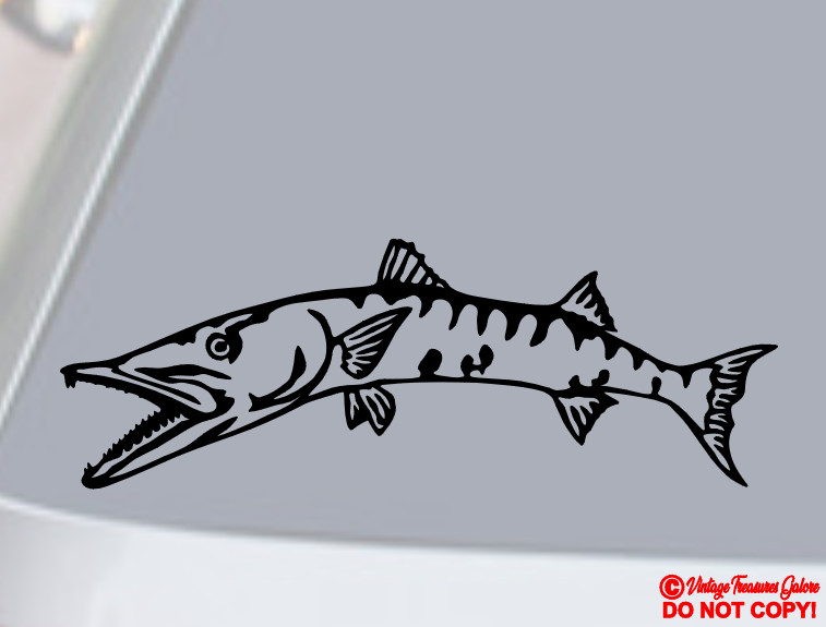 BARRACUDA FISH Vinyl Decal Sticker Car Boat Window Wall Bumper Sport Fishing Jdm