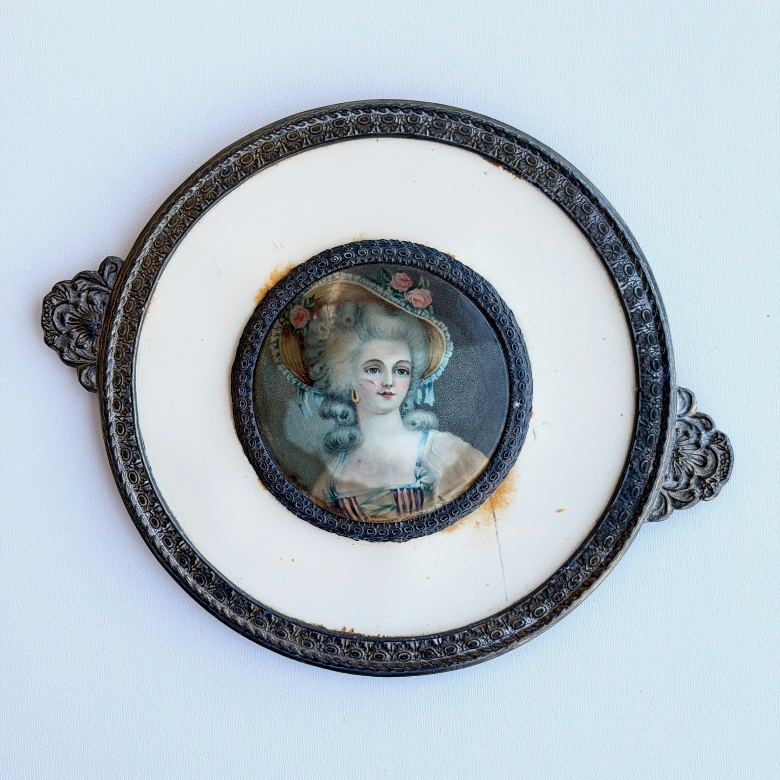 Antique Victorian Art Decor Old World Small Lady Portrait Cottagecore French