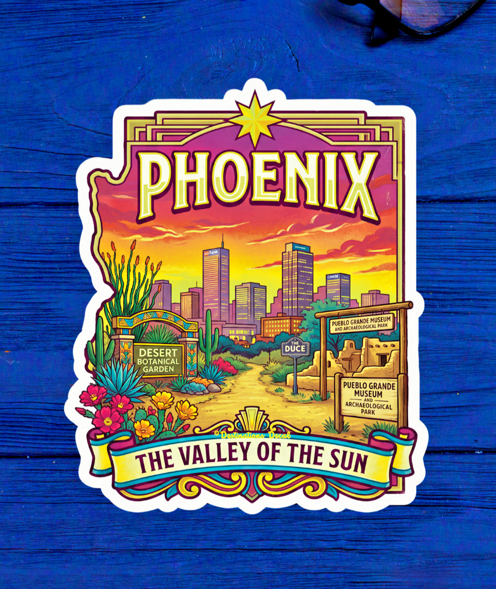 Phoenix Arizona Laptop Sticker Decal Vacation Travel Souvenir 3" x 3.6" Vinyl