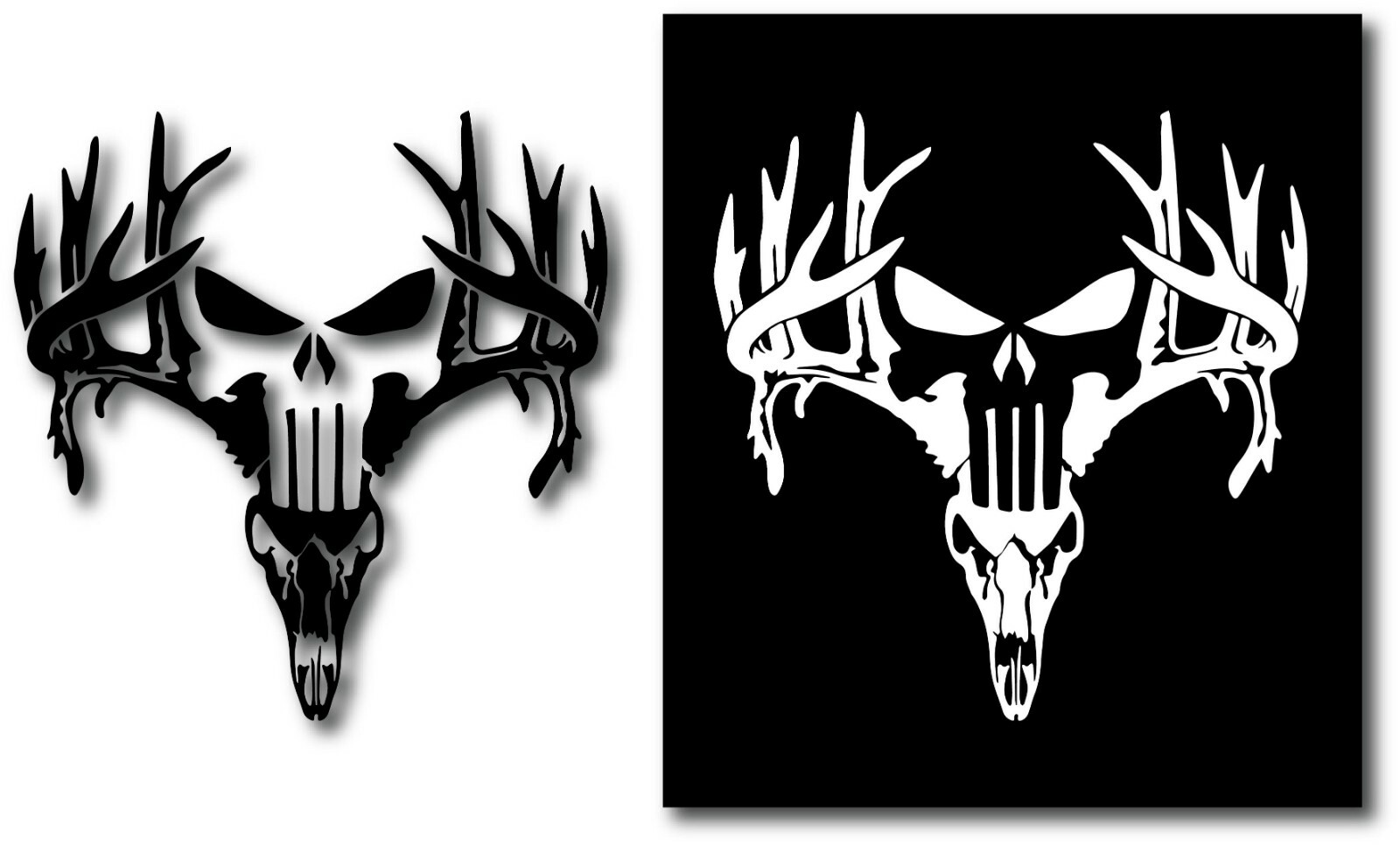 DEER SKULL ANTLERS GUN HUNTING SKULL DECAL STICKER CAR TRUCK WINDOW