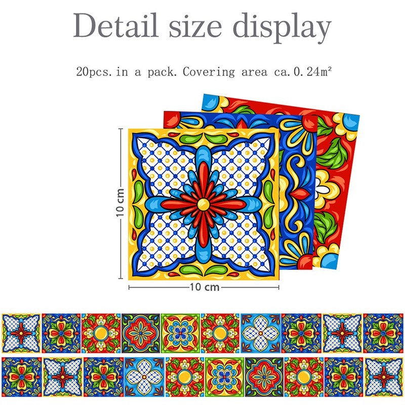 20pcs Self-Adhesive Kitchen Wall Tiles Bathroom Mosaic Brick Stickers Decoration