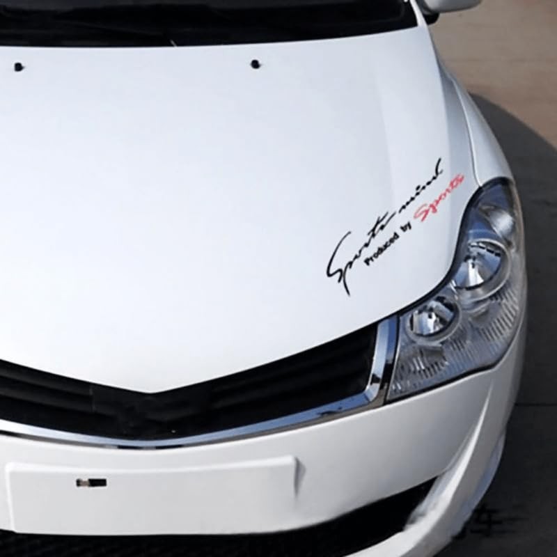 2PCS Sports Mind Reflective Racing Decal – Vinyl Hood,Black Red | Body, Windo…