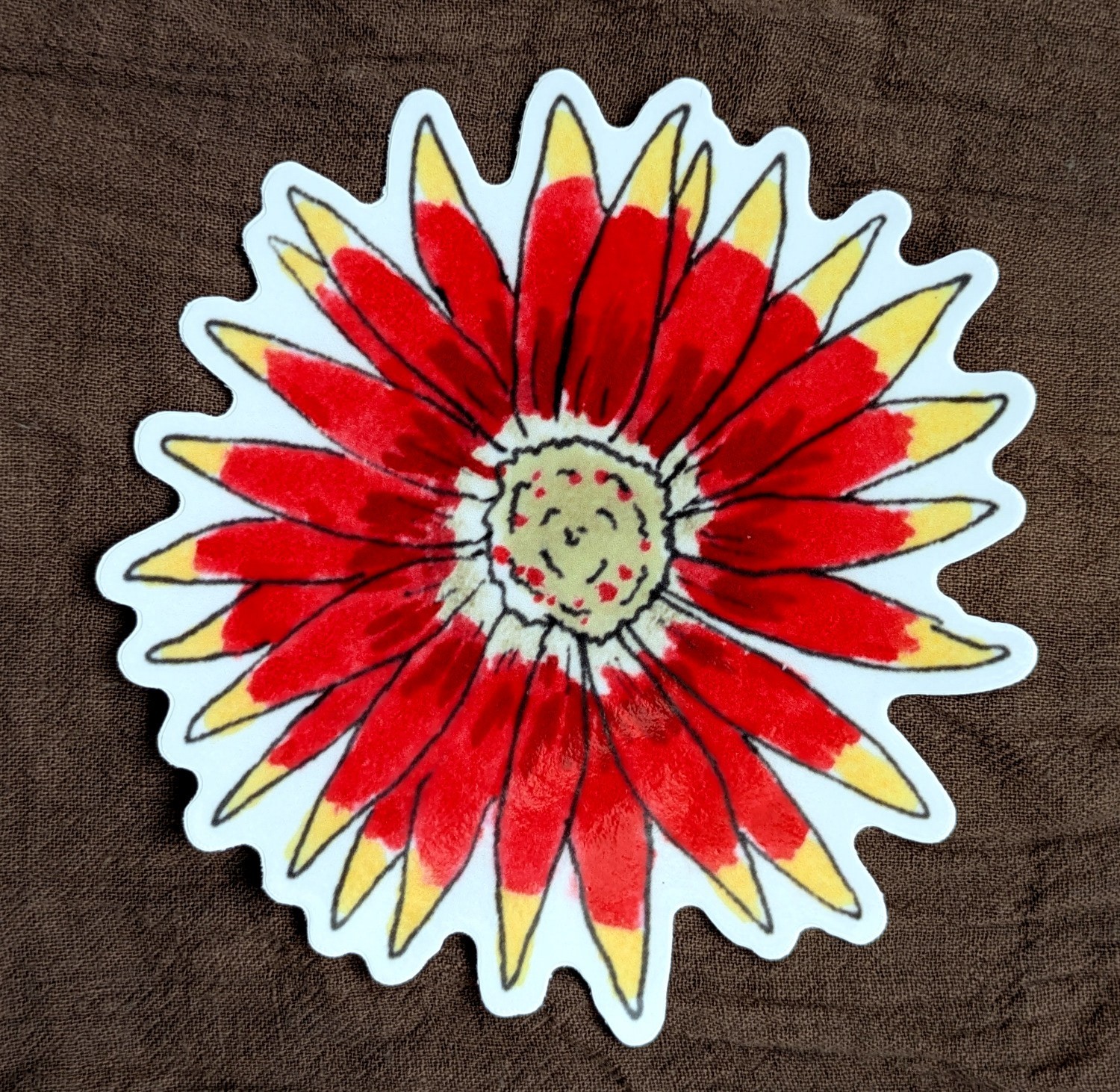 Red and Yellow Blanket Flower 4" Indoor/Outdoor Vinyl Sticker Daisies