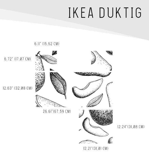 IKEA DUKTIG removable Decal adhesive sticker furniture black and white fruits
