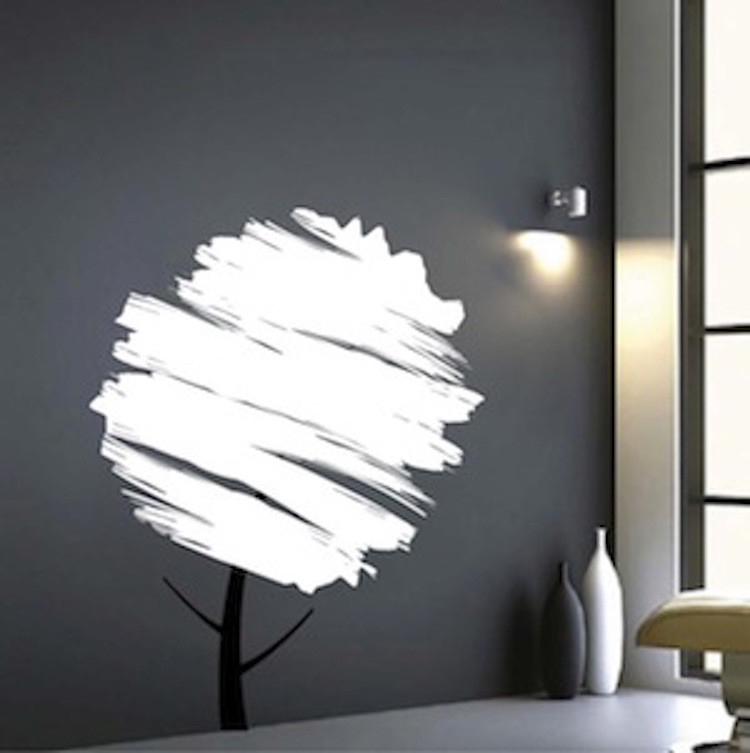 Water Brush Tree Wall Decal Floral Trees Wallpaper Forest Removable Vinyl, b77