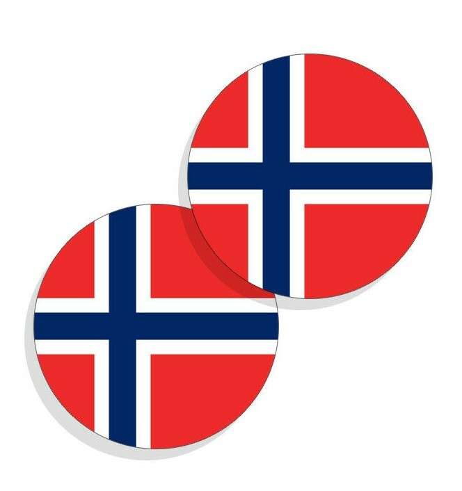 Norway Flag Stickers Flag Decals Vinyl Stickers Round Set of 4 Norway