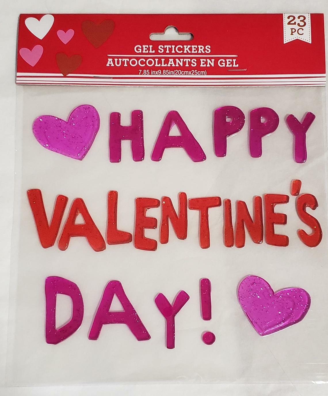 NEW Happy Valentine's Day! 2 Hearts Window Gel Clings Decorations 23 pc CUTE!!!