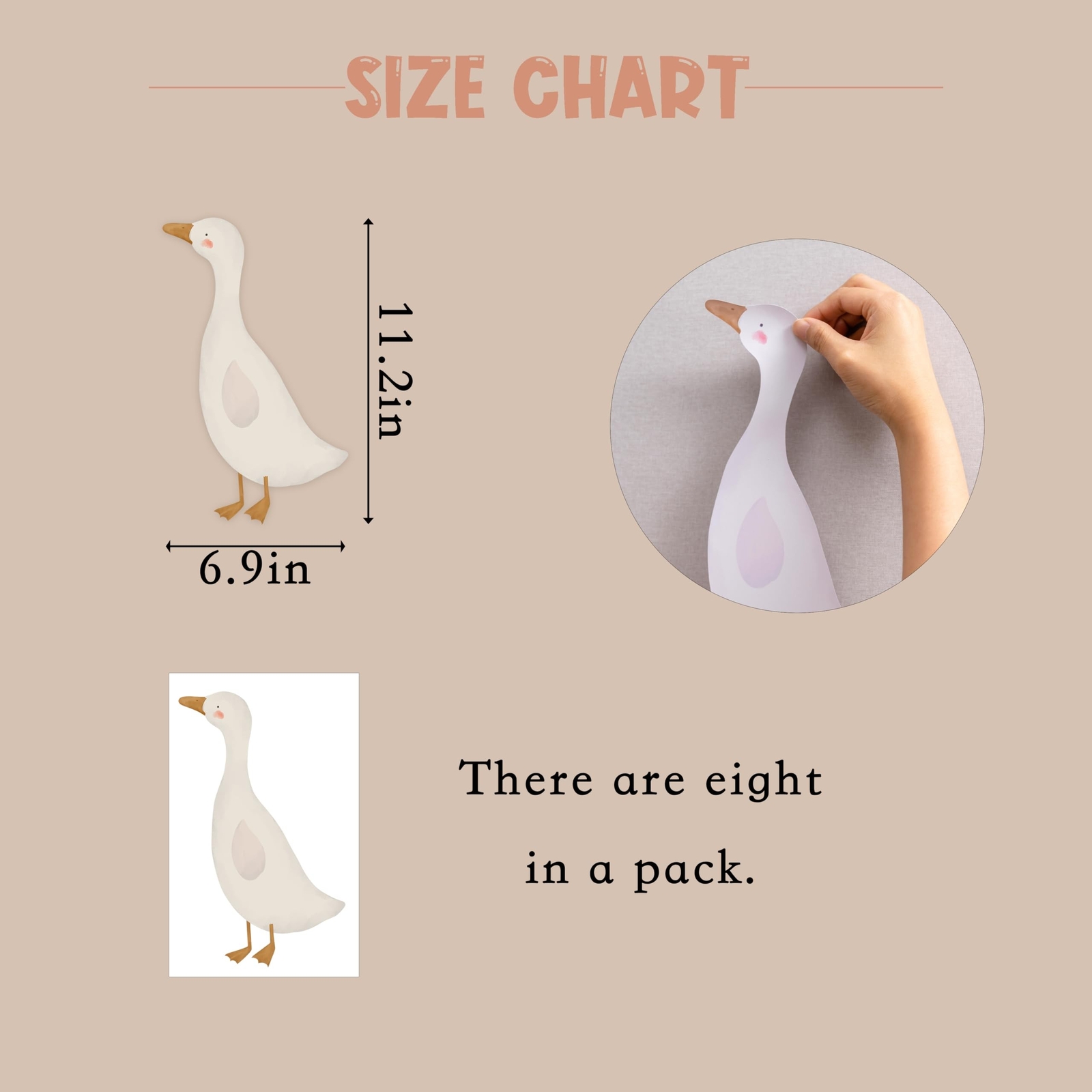 Cute Geese Wall Stickers, 8pcs Removable Waterproof PVC Decals, Funny Animals…