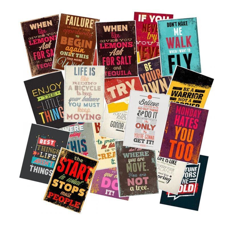 INSPIRATIONAL TYPOGRAPHY Vinyl Stickers [G] MOTIVATIONAL Reminder LAPTOP Decals
