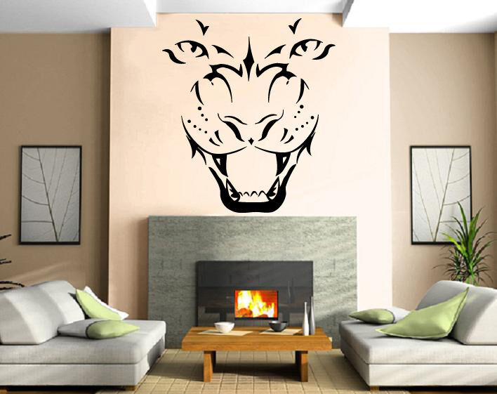 Pantera Face Roar Canines Hunter Animal Decor Wall MURAL Vinyl Art Sticker M345