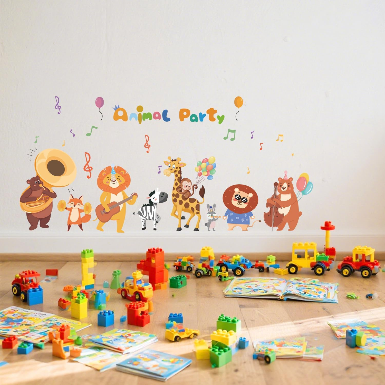 Kids Playroom Animals Wall Decals Large,Color Nursery Daycare Wall Stickers,C…