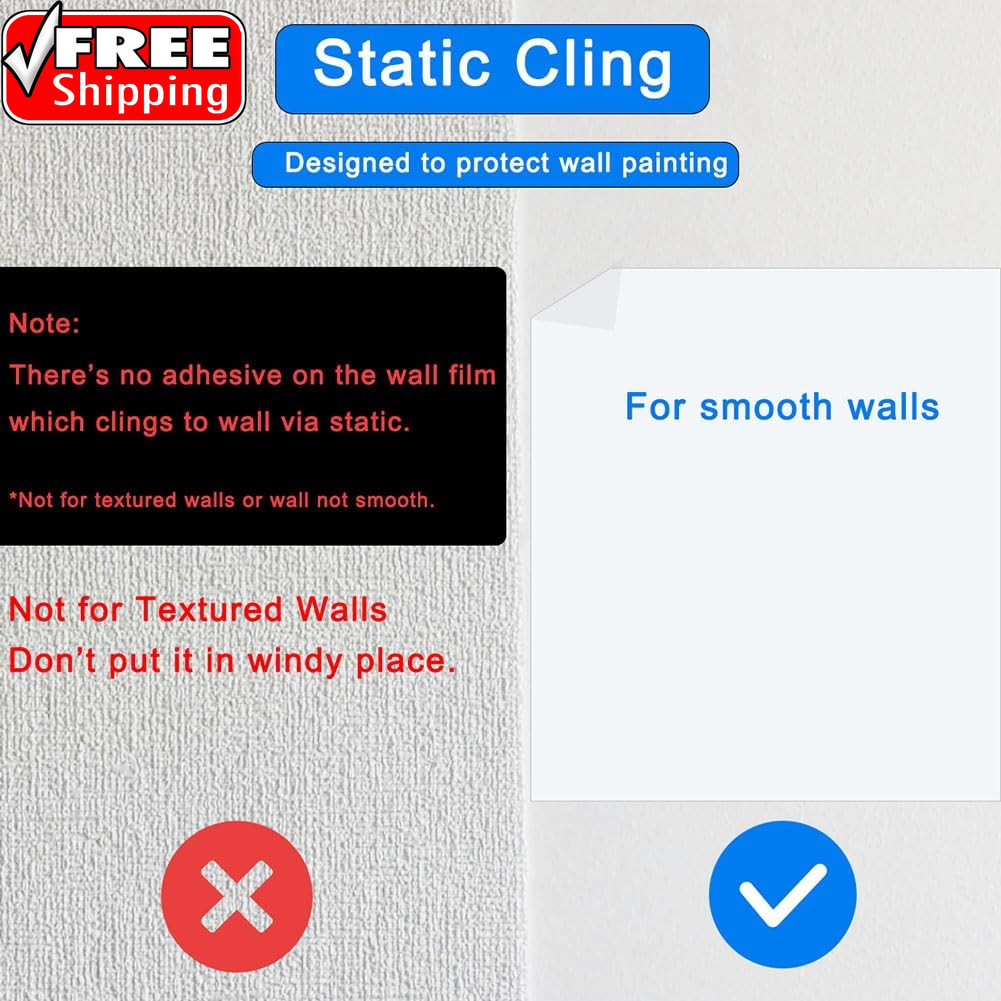 Wall Protector, 17.7In X 32.8Ft No Adhesive Static Cling Contact Paper, Clear El